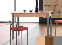 Logo Table mensa ext 110x70 - plateau hetre - pieds argent - ceinture en bois laque noyer 2039_hetre_argent_bl-noyer