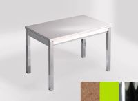 Logo Table mensa ext 110x70 - plateau coral troya - pieds chrome - ceinture en bois laque vert 2321_coral-troya_chrome_bl-vert