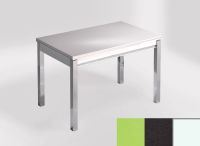 Logo Table mensa 100x60 extension melamin - plateau verde fun - pieds blanc - ceinture en bois laque noi 2331_verde-fun_blanc_bl-noi