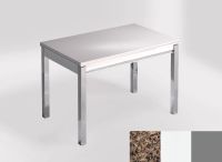 Logo Table mensa 100x60 extension melamin - plateau brazilian brown - pieds argent - ceinture en bois la 2331_brazilian-brown_argent