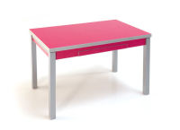 Logo Table mensa ext 100x60 - plateau magenta - pieds chrome - ceinture en melamine mel rouge 2037_magenta_chrome_ml-mel-rouge