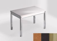 Logo Table mensa 100x60 extension melamin - plateau sonora gold - pieds inox - ceinture en bois laque no 2331_sonora-gold_inox_bl-no