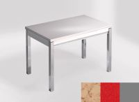 Logo Table mensa ext 110x70 - plateau nile - pieds argent - ceinture en bois laque rouge 2321_nile_argent_bl-rouge