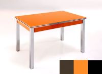 Logo Table mensa ext 100x50 - plateau moka - pieds noir - ceinture en bois laque orange 2032_moka_noir_bl-orange