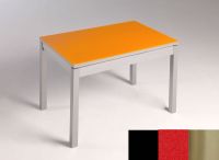 Logo Table mensa verre ext. melamin 100x60 - plateau noir - pieds inox - ceinture en bois laque rouge 2869_noir_inox_bl-rouge