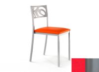 Logo Chaise anmone - assise en skaitech rouge - pieds argent 2631_sk-rouge_argent