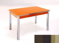 Logo Table mensa ext 100x50 - plateau moka - pieds inox - ceinture en bois laque noir 2032_moka_inox_bl-noir