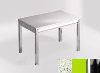 Logo Table mensa ext 100x60 - plateau blanco dali - pieds chrome - ceinture en bois laque vert 2320_blanco-dali_chrome_bl-vert