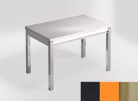 Logo Table mensa ext 110x70 - plateau negro magma - pieds inox - ceinture en bois laque orange 2321_negro-magma_inox_bl-orange