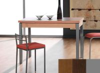 Logo Table mensa ext 100x60 - plateau noyer - pieds argent - ceinture en bois laque wengue 2034_noyer_argent_bl-wengue