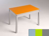 Logo Table mensa verre ext. melamin 100x60 - plateau gris - pieds argent - ceinture en bois laque vert 2869_gris_argent_bl-vert