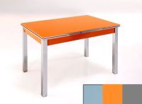 Logo Table mensa ext 110x70 - plateau gris - pieds argent - ceinture en bois laque orange 2040_gris_argent_bl-orange