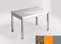 Logo Table mensa 110x70 extension mlamin - plateau brazilian brown - pieds argent - ceinture en bois la 2332_brazilian-brown_argent