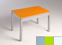 Logo Table mensa verre ext. melamin 135x80 - plateau gris - pieds blanc - ceinture en bois laque vert 2870_gris_blanc_bl-vert