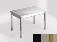 Logo Table mensa 100x60 extension melamin - plateau negro tebas - pieds inox - ceinture en bois laque in 2331_negro-tebas_inox_bl-in