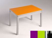 Logo Table mensa verre ext. melamin 135x80 - plateau magenta - pieds chrome - ceinture en bois laque ver 2870_magenta_chrome_bl-vert