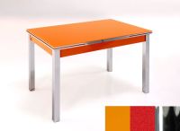 Logo Table mensa ext 100x60 - plateau orange - pieds chrome - ceinture en bois laque rouge 2035_orange_chrome_bl-rouge