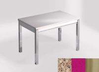 Logo Table mensa ext 110x70 - plateau kona beige - pieds inox - ceinture en bois laque magenta energy 2321_kona-beige_inox_bl-magenta
