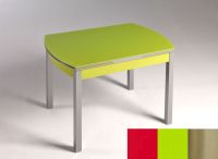Logo Table hercule 105x60 - plateau rouge - pieds inox - ceinture en bois laque vert 1989_rouge_inox_bl-vert