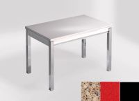 Logo Table mensa ext 100x60 - plateau kona beige - pieds noir - ceinture en bois laque rouge 2320_kona-beige_noir_bl-rouge