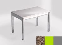 Logo Table mensa 100x60 extension melamin - plateau brazilian brown - pieds argent - ceinture en bois la 2331_brazilian-brown_argent