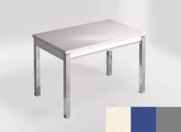 Logo Table mensa 110x70 extension m�lamin� - plateau blanco dune - pieds argent - ceinture en bois laque  2332_blanco-dune_argent_bl-