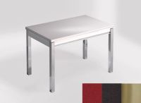 Logo Table mensa 100x60 extension melamin� - plateau rojo eros - pieds inox - ceinture en bois laque noir 2331_rojo-eros_inox_bl-noir