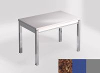 Logo Table mensa 100x60 extension melamin� - plateau mahogany - pieds argent - ceinture en bois laque ble 2331_mahogany_argent_bl-ble