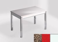 Logo Table mensa ext 100x60 - plateau brazilian brown - pieds blanc - ceinture en bois laque rouge 2320_brazilian-brown_blanc_bl-roug