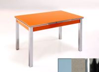 Logo Table mensa ext 135x80 - plateau gris - pieds chrome - ceinture en bois laque inox 2045_gris_chrome_bl-inox