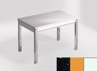 Logo Table mensa 100x60 extension melamin� - plateau stellar negro - pieds blanc - ceinture en bois laque 2331_stellar-negro_blanc_bl
