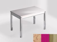 Logo Table mensa ext 100x60 - plateau nile - pieds inox - ceinture en bois laque magenta energy 2320_nile_inox_bl-magenta-energy