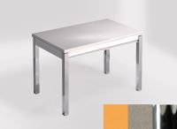 Logo Table mensa 110x70 extension m�lamin� - plateau amarillo dream - pieds chrome - ceinture en bois laq 2332_amarillo-dream_chrome_