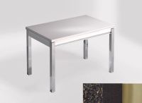 Logo Table mensa 110x70 extension m�lamin� - plateau rain forest - pieds inox - ceinture en bois laque no 2332_rain-forest_inox_bl-no