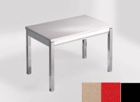 Logo Table mensa 100x60 extension melamin� - plateau creme minerva - pieds noir - ceinture en bois laque  2331_creme-minerva_noir_bl-