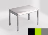 Logo Table mensa 110x70 extension m�lamin� - plateau tao - pieds argent - ceinture en bois laque vert 2332_tao_argent_bl-vert