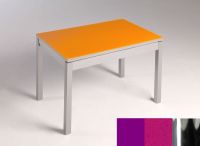 Logo Table mensa verre ext. melamin� 100x60 - plateau magenta - pieds chrome - ceinture en bois laque mag 2869_magenta_chrome_bl-mage