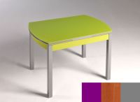 Logo Table hercule 115x75 - plateau magenta - pieds argent - ceinture en bois laque cerisier 1992_magenta_argent_bl-cerisier