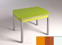 Logo Table hercule 115x75 - plateau orange - pieds blanc - ceinture en bois laque cerisier 1992_orange_blanc_bl-cerisier