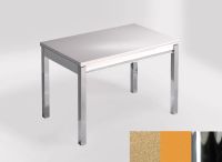 Logo Table mensa 100x60 extension melamin� - plateau amarillo arena - pieds chrome - ceinture en bois laq 2331_amarillo-arena_chrome_