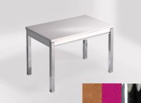 Logo Table mensa 100x60 extension melamin� - plateau sonora gold - pieds chrome - ceinture en bois laque  2331_sonora-gold_chrome_bl-