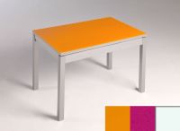 Logo Table mensa verre ext. melamin� 135x80 - plateau orange - pieds blanc - ceinture en bois laque magen 2870_orange_blanc_bl-magent