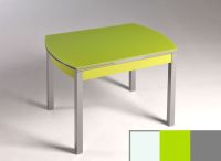 Logo Table hercule 130x80 - plateau blanc - pieds argent - ceinture en bois laque vert 2000_blanc_argent_bl-vert