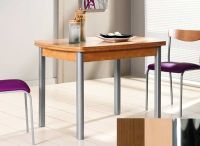 Logo Table hercule 110x70 - plateau noyer - pieds chrome - ceinture en bois laque hetre 1990_noyer_chrome_bl-hetre