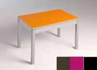 Logo Table mensa verre ext. melamin� 135x80 - plateau moka - pieds noir - ceinture en bois laque magenta  2870_moka_noir_bl-magenta-e