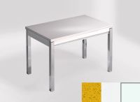 Logo Table mensa 110x70 extension m�lamin� - plateau stellar amarillo - pieds blanc - ceinture en bois la 2332_stellar-amarillo_blanc