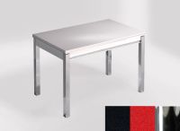 Logo Table mensa ext 100x60 - plateau negro anubis - pieds chrome - ceinture en bois laque rouge 2320_negro-anubis_chrome_bl-rouge