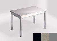 Logo Table mensa 100x60 extension melamin� - plateau tao - pieds argent - ceinture en bois laque inox 2331_tao_argent_bl-inox
