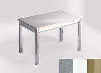Logo Table mensa 110x70 extension m�lamin� - plateau aluminium nube - pieds inox - ceinture en bois laque 2332_aluminium-nube_inox_bl