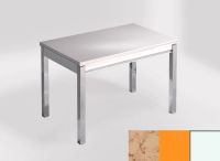 Logo Table mensa ext 100x60 - plateau nile - pieds blanc - ceinture en bois laque orange cool 2320_nile_blanc_bl-orange-cool